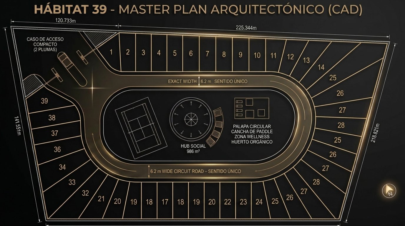 Vista aérea del masterplan de Hábitat 39